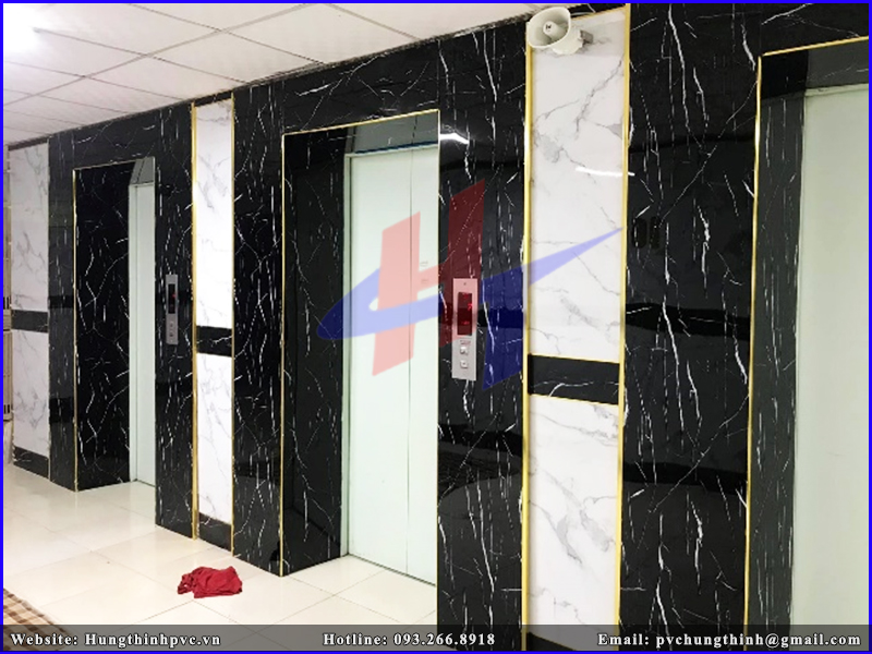 Mẫu tấm nhựa giả đá trang trí thang máy - 028