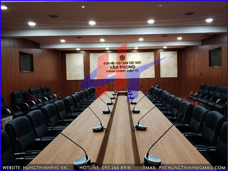 Mẫu tấm nhựa giả gỗ trang trí văn phòng họp - 041
